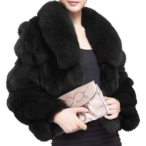NWT Fur Story Women's Genuine Fox Fur Coat Thick Warm Fur Jacket Winter coat